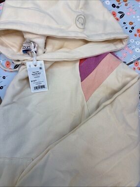 cloud island Cream Hoodie with Pink and Purple Shoulder Panels